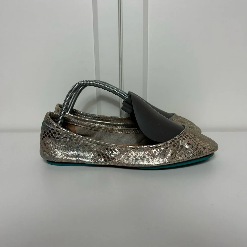 Tieks romantic blush Metallic silver Ballet Flats